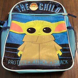 The Child Backpack with Baby Yoda Graphic - Blue & Green